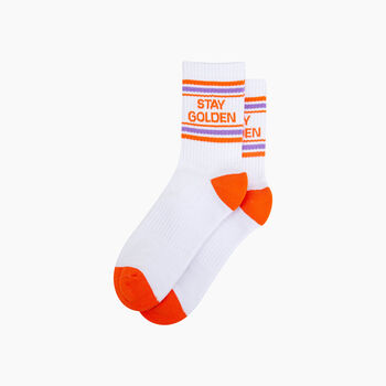 Stay Golden Organic Cotton Sports Socks In White, 3 of 4