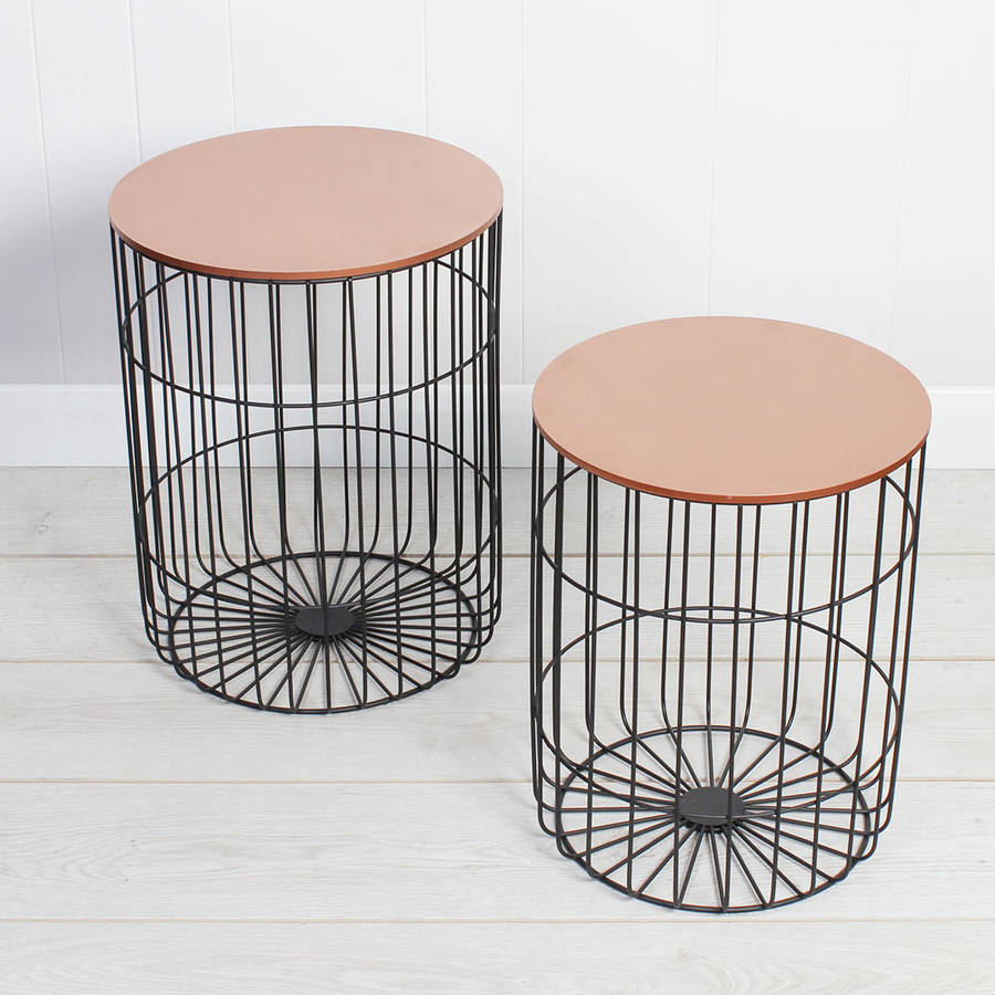 Set Of Two Storage Industrial Copper Side Tables By Dibor
