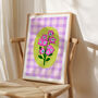 Floral Gingham Art Print Lilac, thumbnail 4 of 5