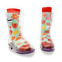 Squelch Transparent Wellies And Three Sock Set Strawberry, thumbnail 7 of 7