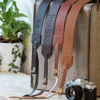 personalised retro leather camera strap by magpie accessories ...