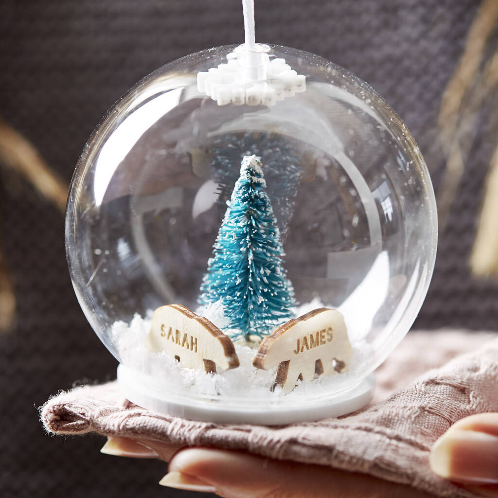 Personalised Couples Snow Globe Polar Bear Bauble By Sophia Victoria ...