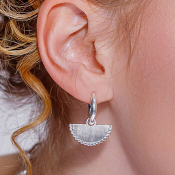 Fan Hoop Earrings Silver, 2 of 2