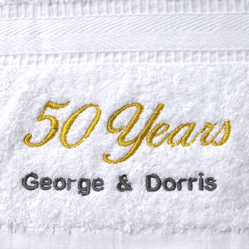 Personalised Golden Wedding Anniversary Towel Set, 3 of 4