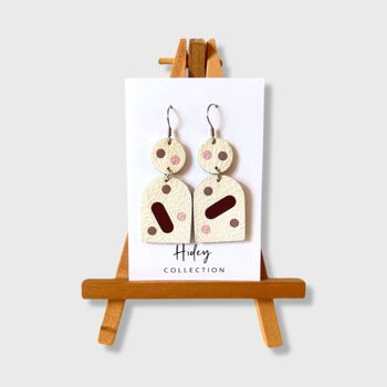 White Leather Confetti Earrings Stainless Steel Hooks, 2 of 6