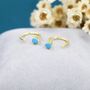 Tiny Turquoise Huggie Hoop Threader Earrings, thumbnail 4 of 11