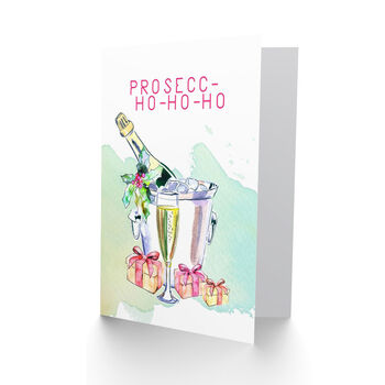 Prosecco Ho Ho Ho Santa Alcohol Christmas Card, 2 of 4