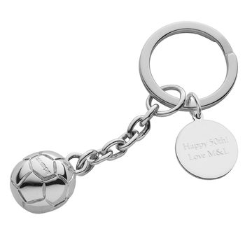 Sterling Silver Football Key Ring, 2 of 7