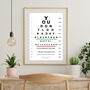 Personalised Milestone 70 Birthday Eye Chart Art Gift, thumbnail 1 of 3