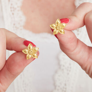 Gold Vermeil Filigree Flower Stud, 7 of 8