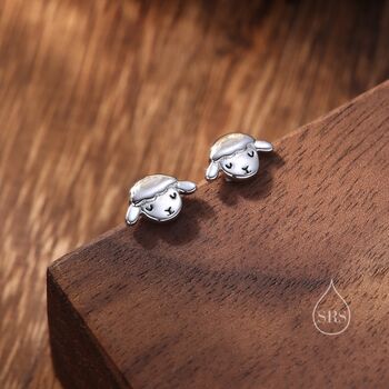 Cute Sheep Stud Earrings In Sterling Silver, 4 of 11