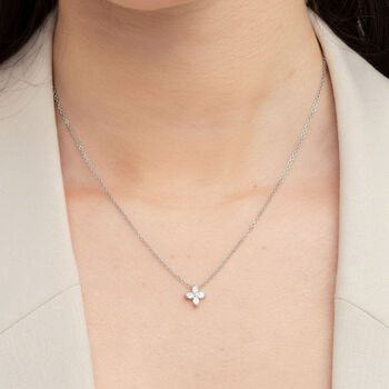 Kinmokusei 925 Silver Plated Floral Pendant Necklace, 2 of 4