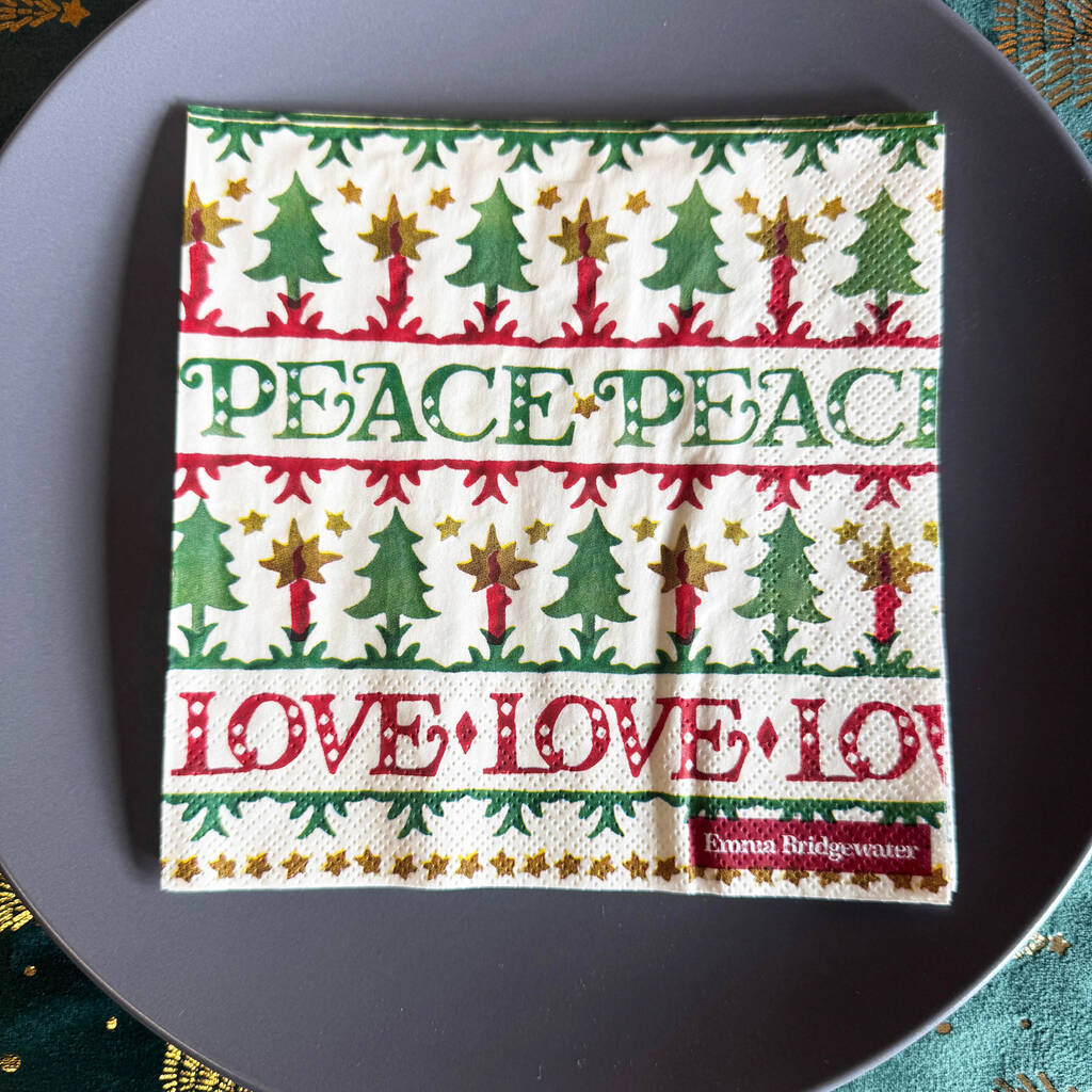 Joyful Christmas Lunch Napkins Peace And Love Set Of 20, 1 of 4