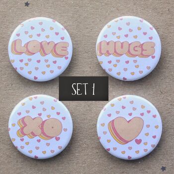 Cute Valentine Themed Badges, Pack Of Four, 3 of 10
