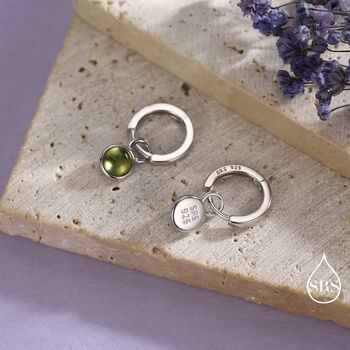 Genuine Peridot Hoop Earrings In Sterling Silver, 5 of 10