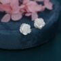 Hand Carved Mother Of Pearl Rose Flower Stud Earrings, thumbnail 2 of 9