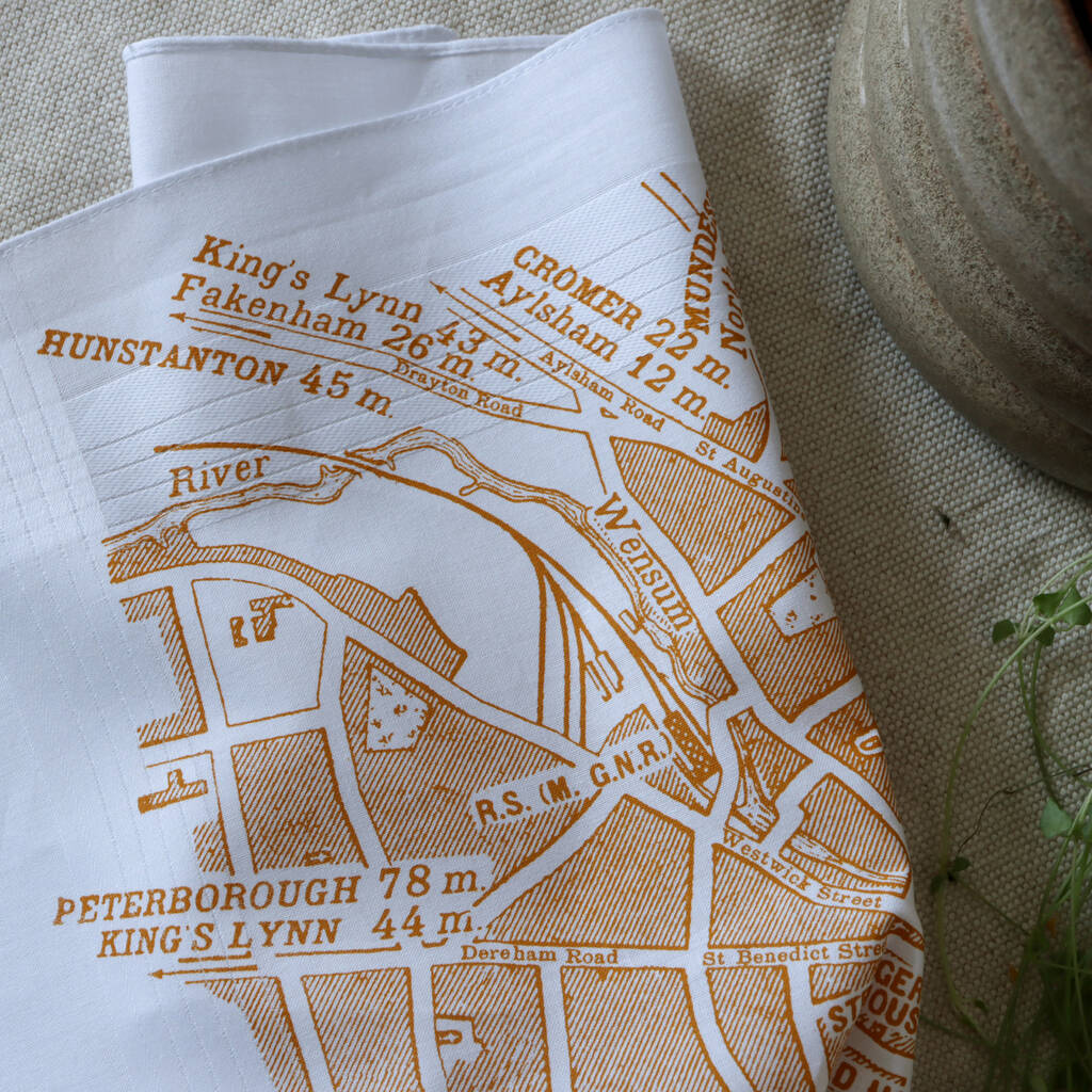 Original Norwich Printed Vintage Map Handkerchief 
