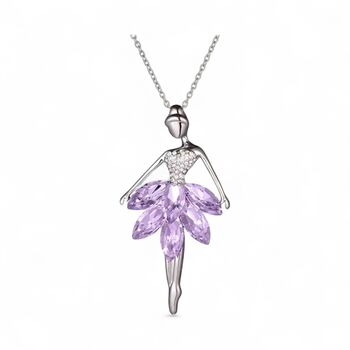 Personalised Ballerina Necklace With Purple Crystal Costume, 6 of 11