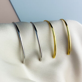 Sterling Silver Minimalist Open Hoop Earrings, 4 of 7