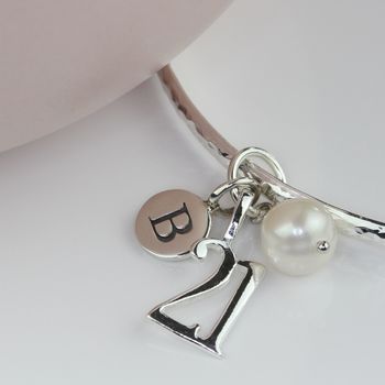 Personalised Birthday And Freshwater Pearl Bangle, 3 of 10