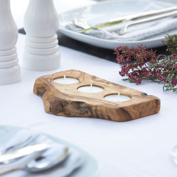 Contemporary Olive Wood Tealight Holders, 3 of 5