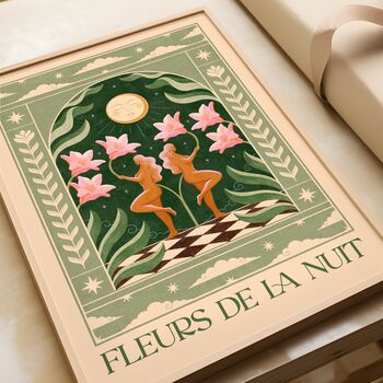 Fleurs De La Nuit, Flowers Moon Botanical Print Poster, 2 of 4