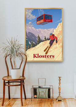 Klosters Ski Resort Switzerland Travel Poster Art Print, 5 of 8