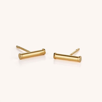 Bar Stud Earrings Sterling Silver And 18ct Gold Plated, 3 of 4