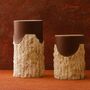 Set Of Two Travertine Vases With Leather Wrap, thumbnail 1 of 3