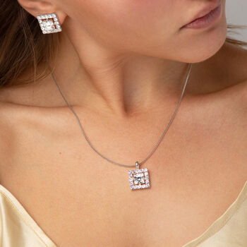 Swarovski Crystal Square Necklace And Earrings Set, 3 of 6