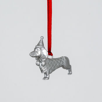 Dachschund Pewter Christmas Decoration, 4 of 4