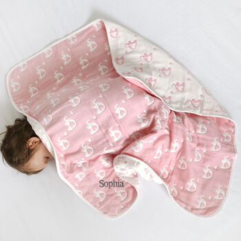 Personalised Comforter And Reversible Pink Blanket, 3 of 10