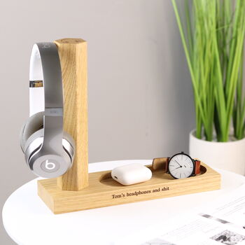 Personalised Headphone Stand With Accessories Tray, 4 of 10