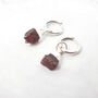 Garnet January Birthstone Sterlling Silver Huggies, thumbnail 1 of 4