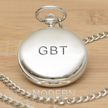 Personalised Polished Silver Initial Pocket Watch, 2 of 4