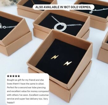 Sterling Silver 925 Lightning Bolt Ear Stud Earrings, 7 of 8