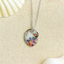 Dainty Silver Cluster Gemstone Necklace With Rainbow Gemstones, thumbnail 3 of 4