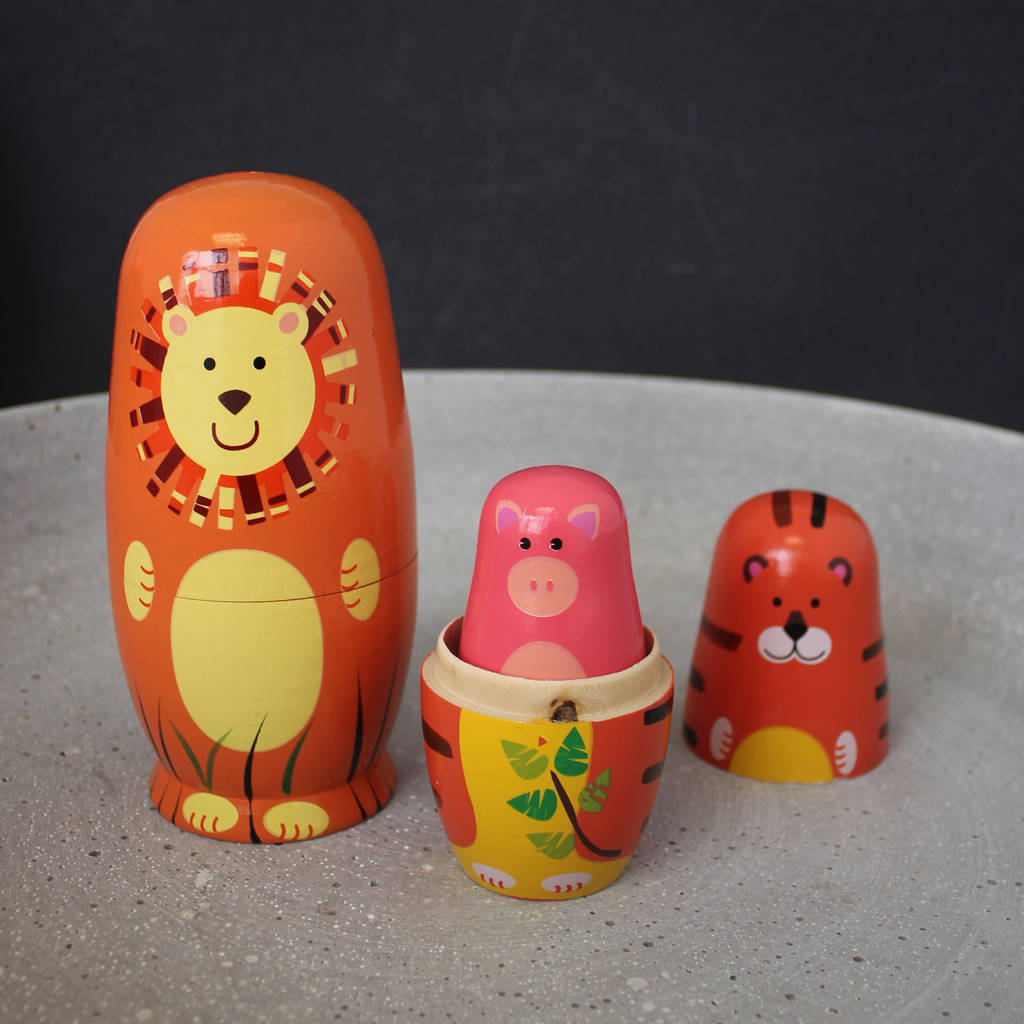 Jungle Animals Nesting Dolls By Posh Totty Designs Interiors