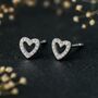 Sterling Silver Twinkling Open Heart Stud Earrings, thumbnail 1 of 4