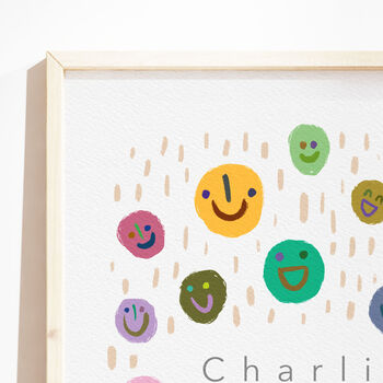 Personalised Name Happy Smiley Faces Print, 3 of 10