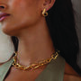 Wave Gold Hoop Earrings In 18 K Gold Plated Vermeil, thumbnail 4 of 7