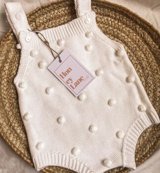 Baby Bobble Knitted Romper In Three Colours, 6 of 7
