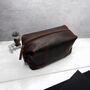 Men's Brown Leather Travel Toiletry Wash Bag, thumbnail 1 of 4