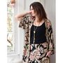 Black, Rose And Gold Floral Baroque Viscose Long Summer Jacket, thumbnail 1 of 5