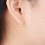 Gold Starburst Charm Hoop Earrings, thumbnail 2 of 7