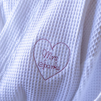 Personalised Embroidered Heart Couples Dressing Gown, 4 of 10