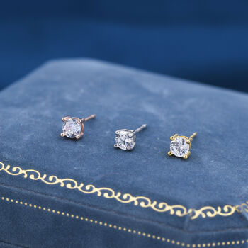 Sterling Silver Tiny Cz Stud Earrings, 7 of 12