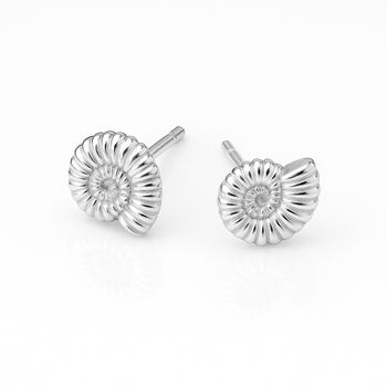 Sterling Silver Ammonite Fossil Stud Earrings – 6mm, 11 of 11