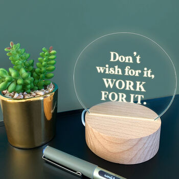 Engraved 'Don't Wish For It Work For It' Mini Desk Lamp, 4 of 7