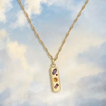 Kaleidoscope Gemstone Tag Pendant Necklace, 3 of 11